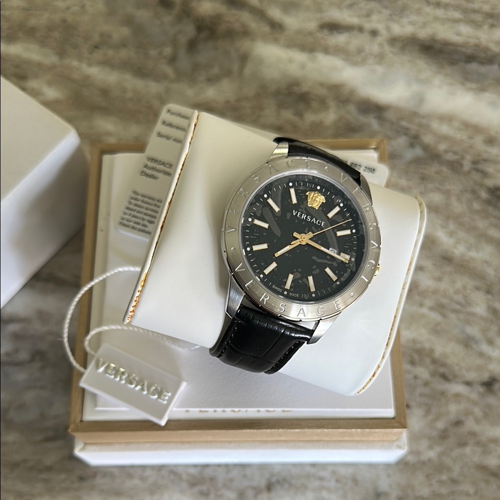 Versace Black and Silver Watch